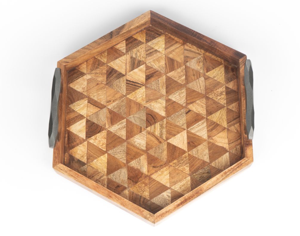 Tray Wooden Hex Mosaic - Dining & Kitchen - 5