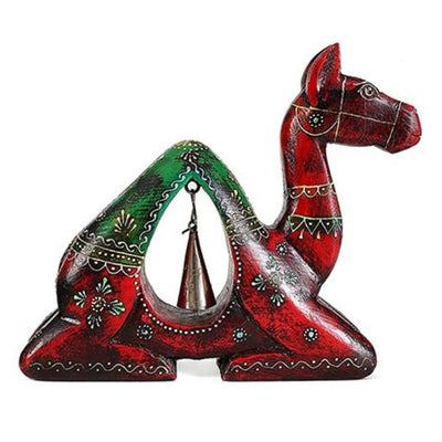 Wooden Handmade Camel With Iron Bell Figurine - Decor & Living - 3