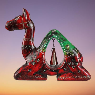 Wooden Handmade Camel With Iron Bell Figurine - Decor & Living - 1