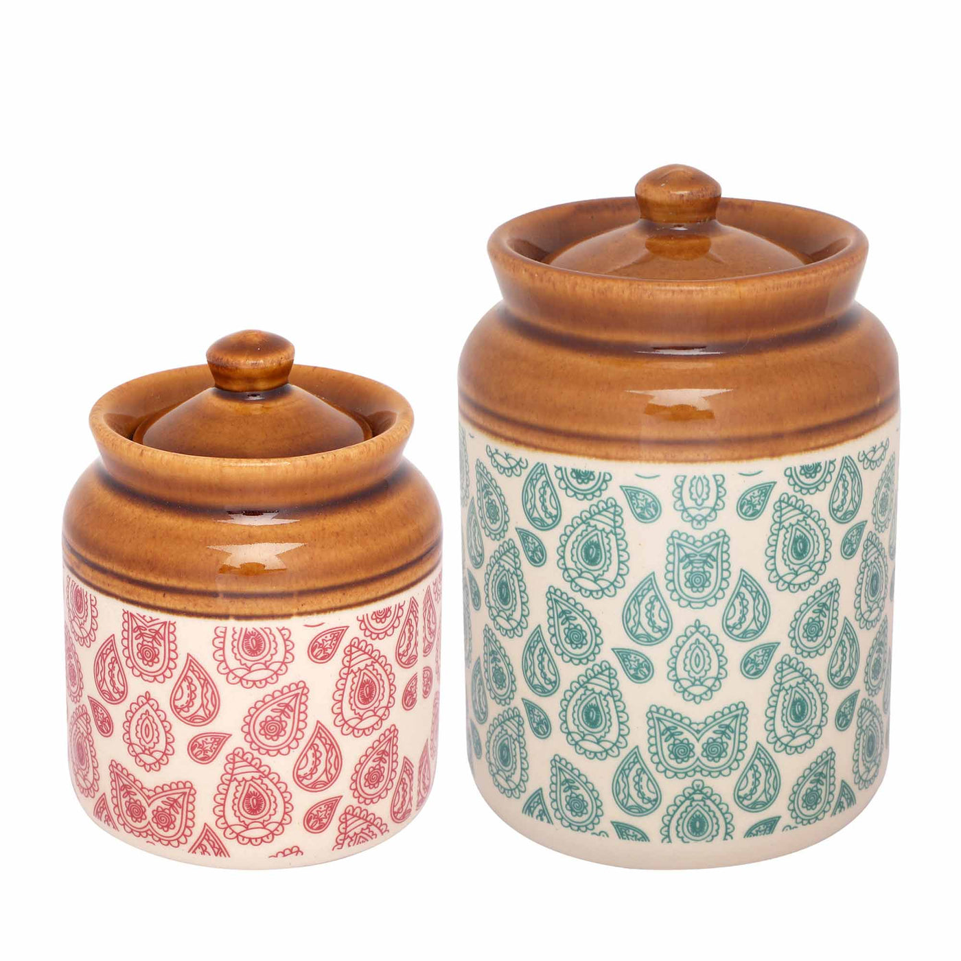 Ek Do Dhai Paisley Ceramic Jar Set of 2 - Dining & Kitchen - 3