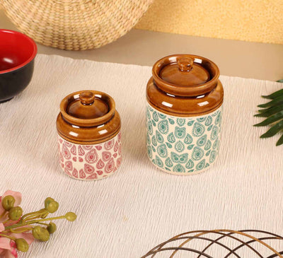 Ek Do Dhai Paisley Ceramic Jar Set of 2 - Dining & Kitchen - 2