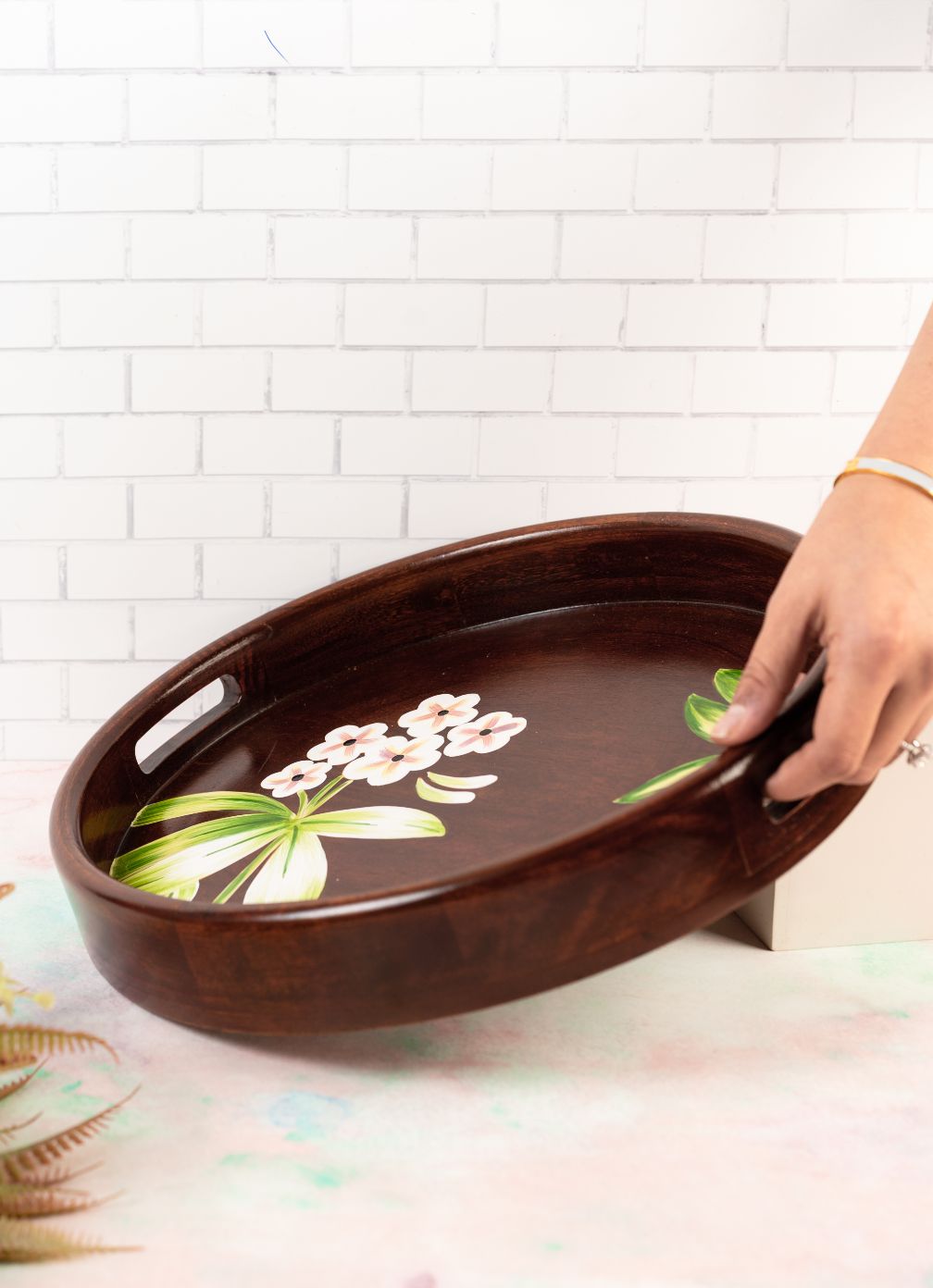 Tray Wooden Handpainted Floral - Dining & Kitchen - 4