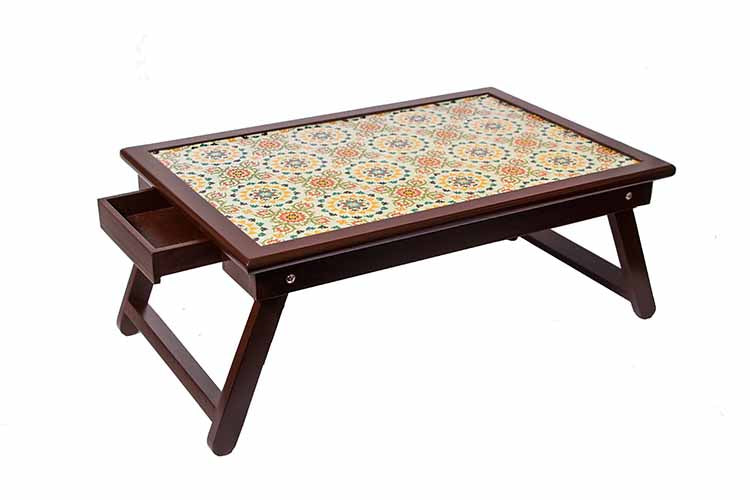 Rectangular Table with Ivory and Green Color Print - Storage & Utilities - 3