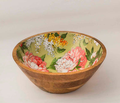 Floral Green Salad Bowl with Server - Dining & Kitchen - 2
