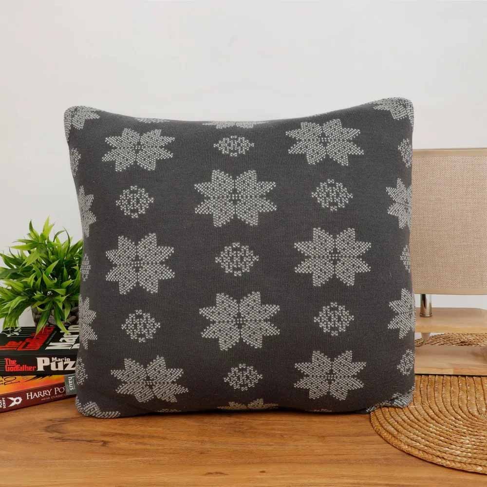 Cotton Knitted Cushion Cover Abstract, Floral - Decor & Living - 2