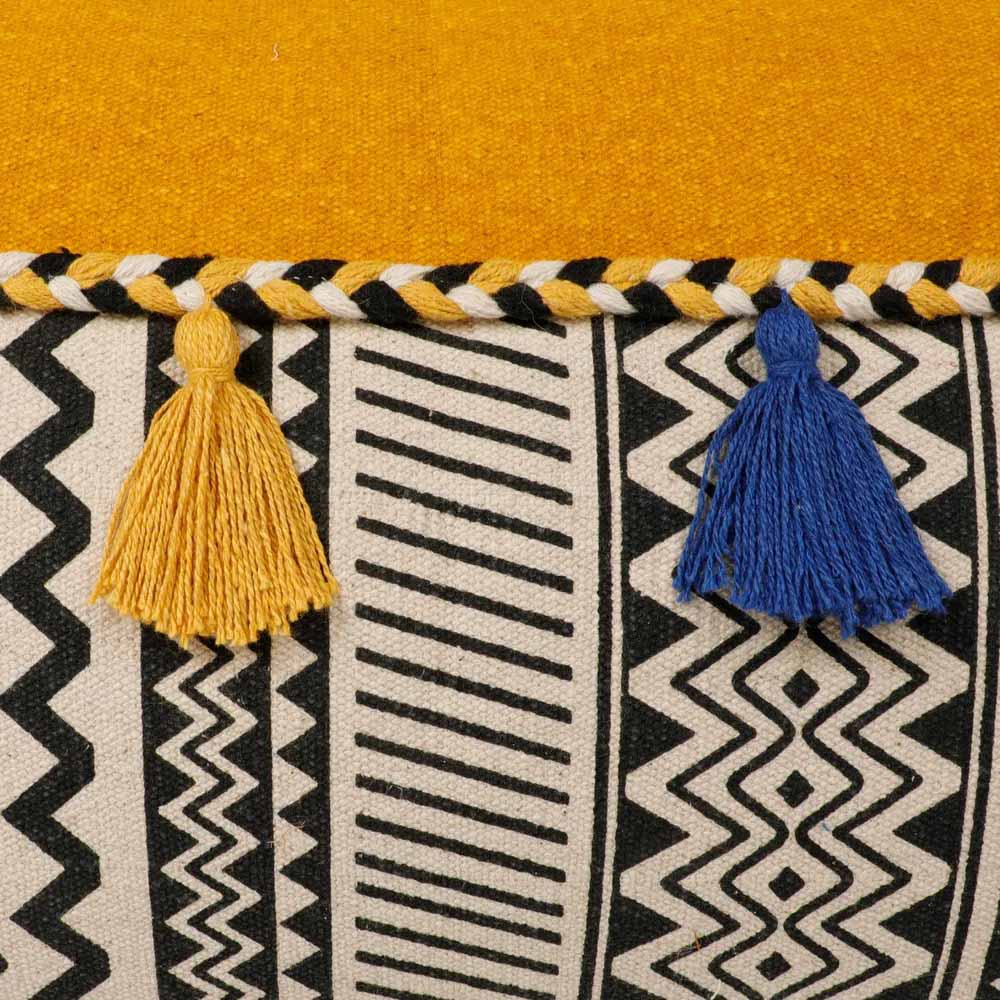 Printed Cushion Cover Colorful Tassels, Mustard - Decor & Living - 3