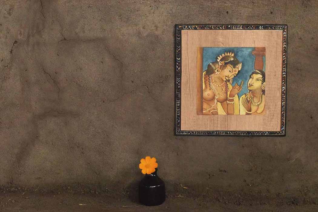 Apsara Ajanta Handpainted Wooden Wall Frame - Wall Decor - 3