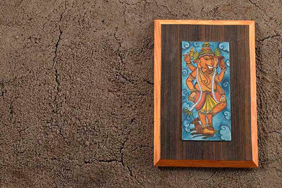 Ganesha Kerla Mural Handpainted Wooden Wall Frame - Wall Decor - 4