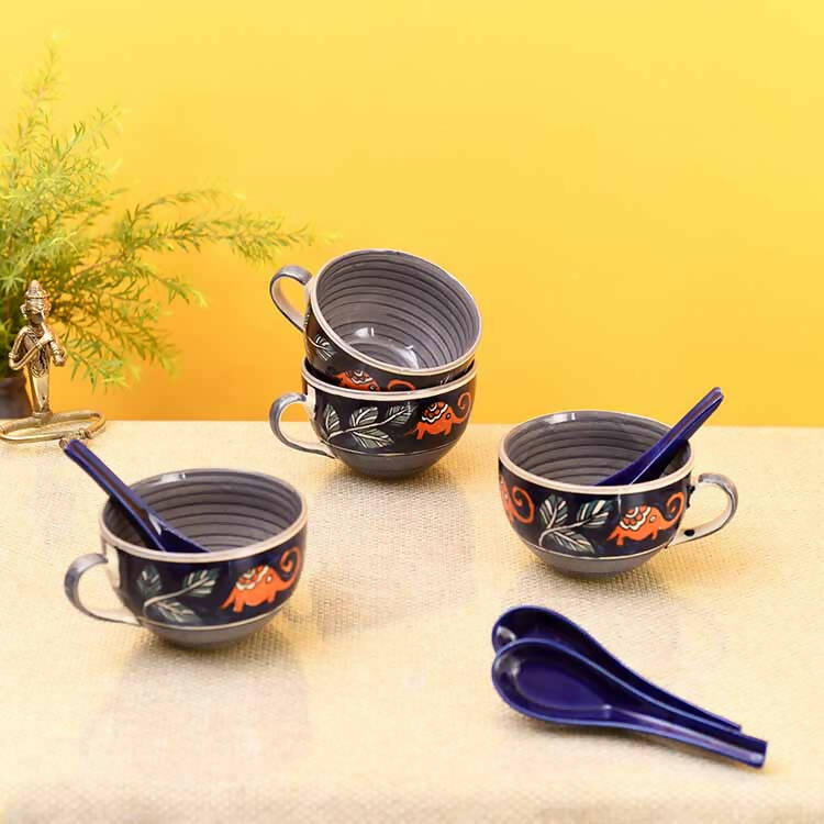 Morning Tuskers Soup Bowls w/Spoons - Set of 4 - Dining & Kitchen - 1