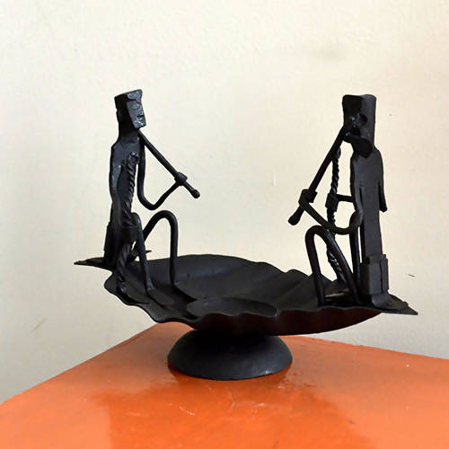 Wrought Iron Tribal Boat Candle Stand - Decor & Living - 1