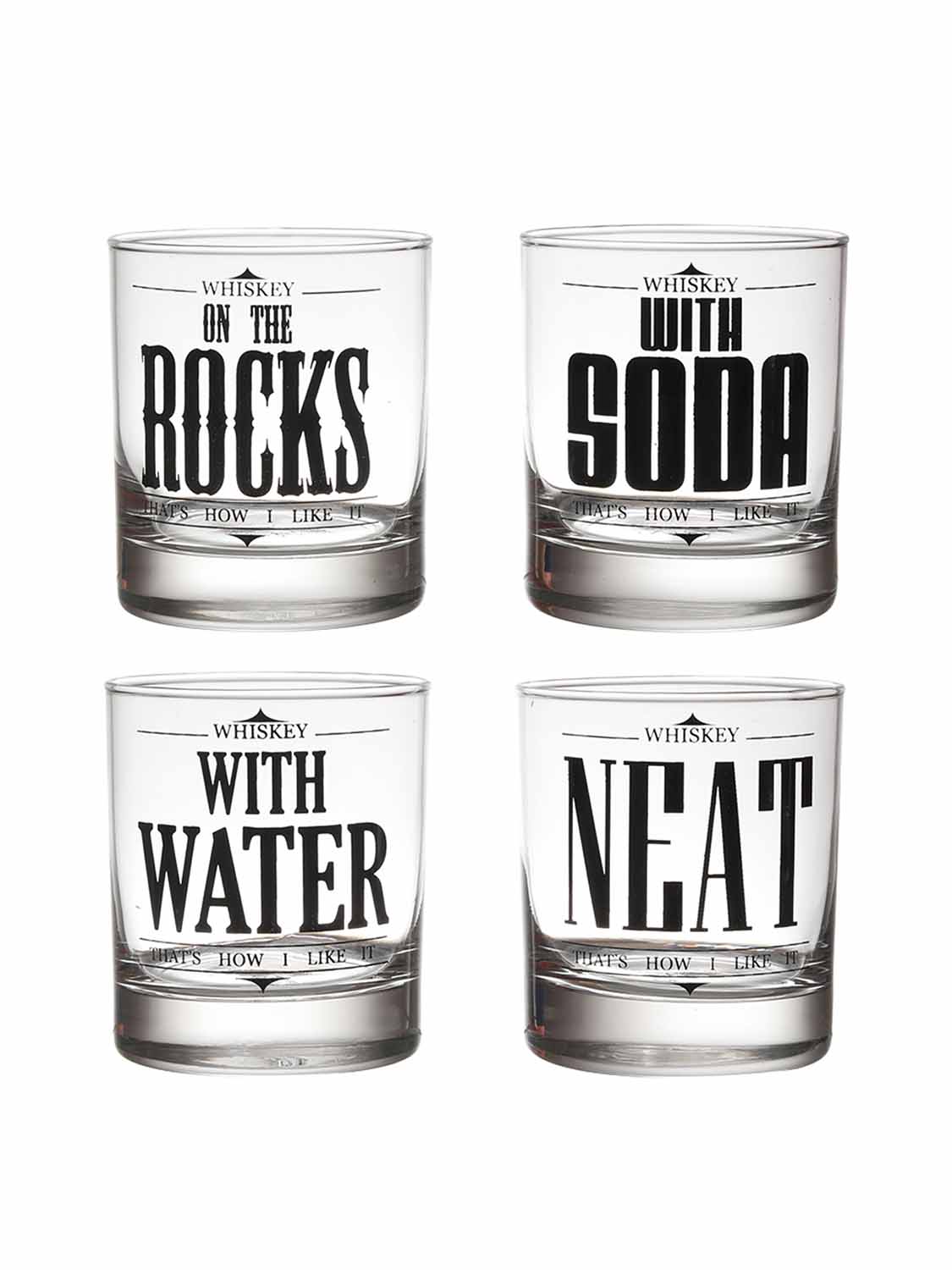 Ek Do Dhai Rock Neat Soda Water Whiskey Glass Set of 4 - Dining & Kitchen - 2