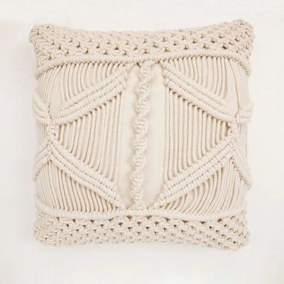 Macrame Cushion Cover Center Triangles, Top Bottom Small Knots - Decor & Living - 4