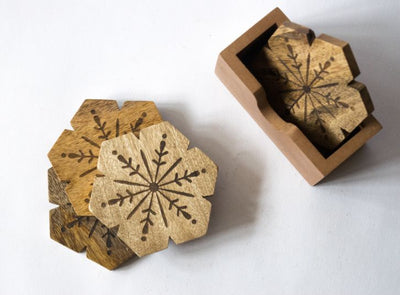 Wooden Coasters - Flower Carved - Dining & Kitchen - 3