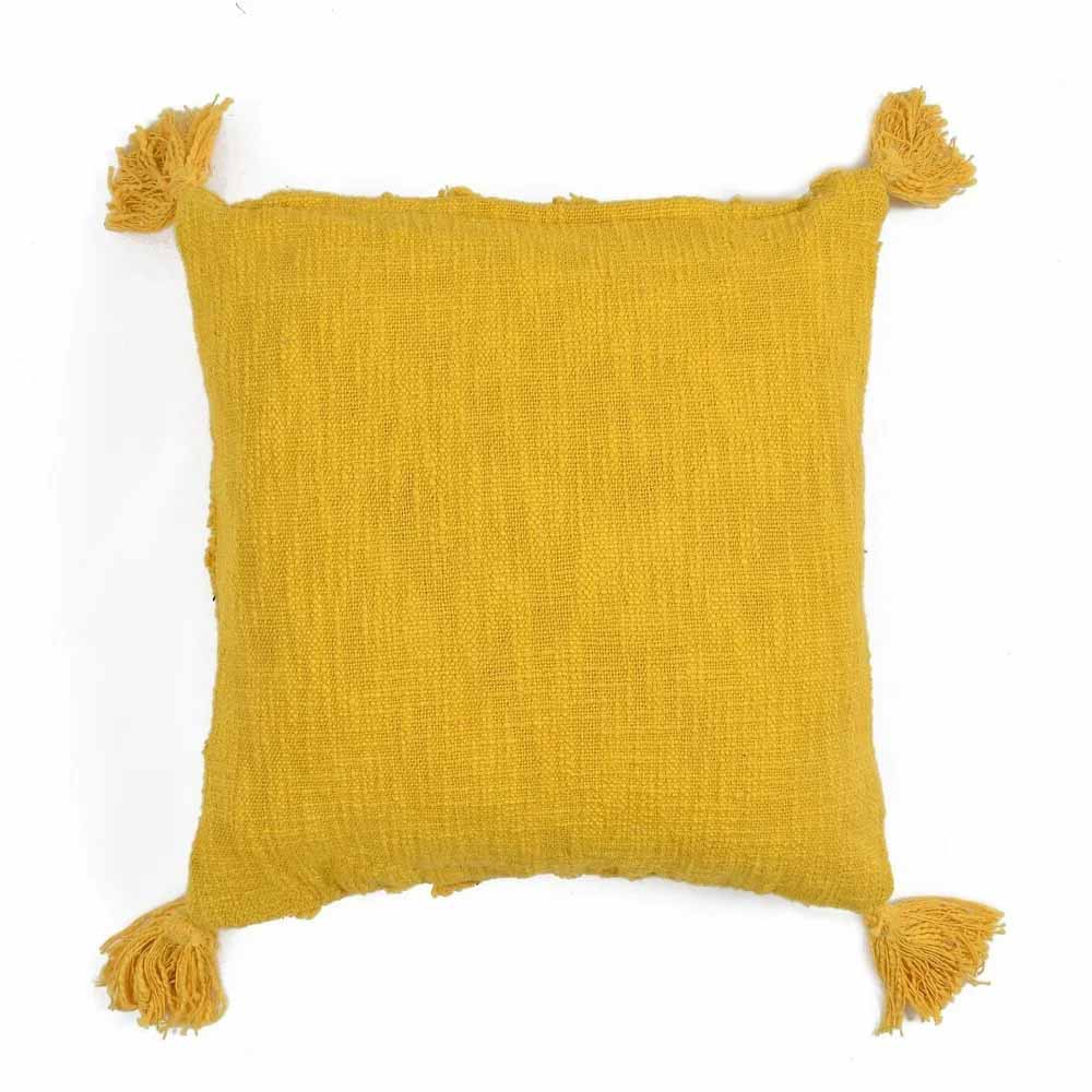 Cotton Tufted Cushion, Triangle Design, Mustard Color - Decor & Living - 4
