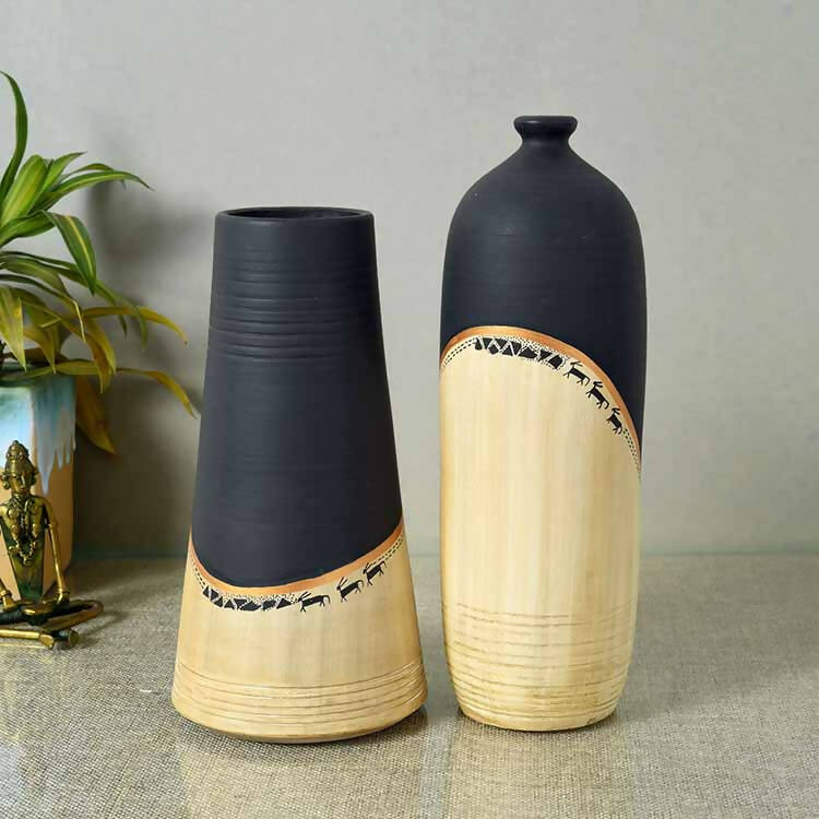 Midnight's Secret Large Vase - Set of 2 (5x5x9.6, 4x4x11.5") - Decor & Living - 1