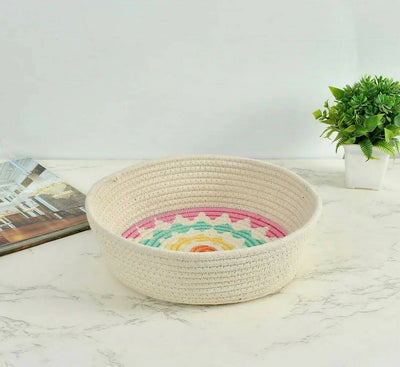 Cotton Tiny Round Printed Basket - Storage & Utilities - 1