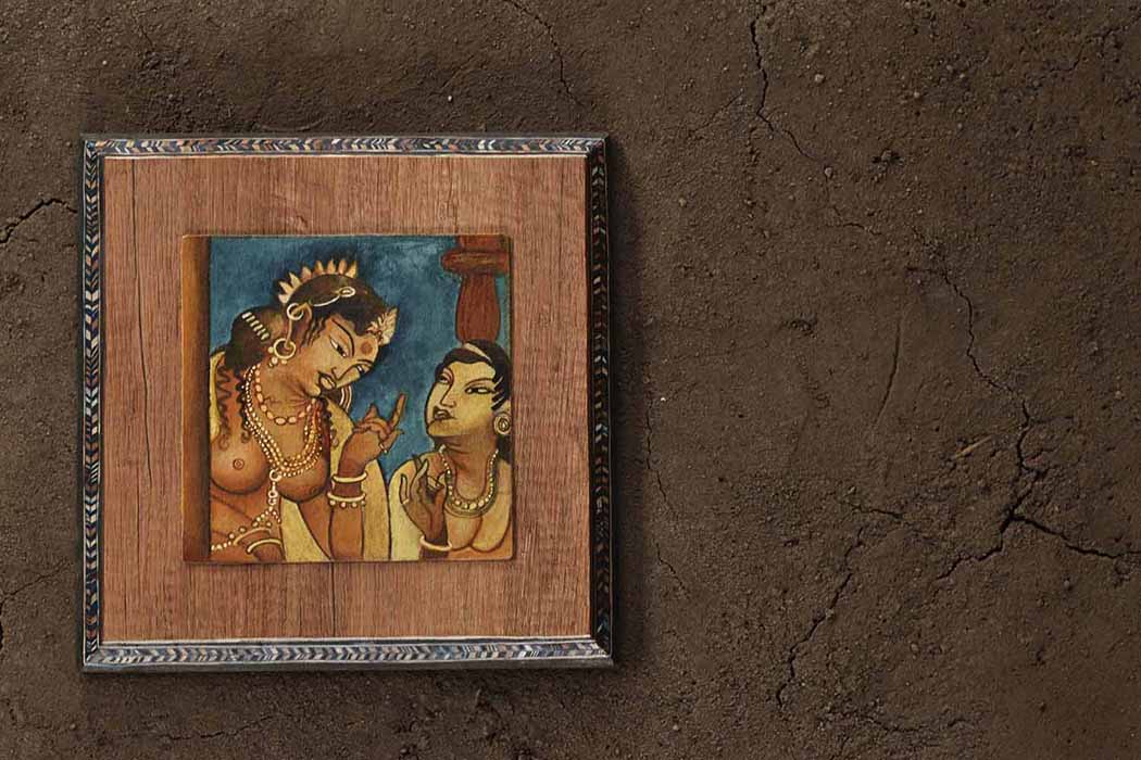 Apsara Ajanta Handpainted Wooden Wall Frame - Wall Decor - 1