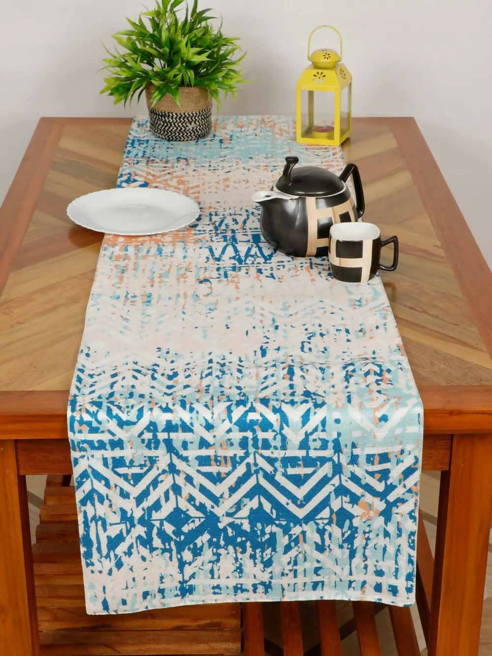 Cotton Polyester Printed Table Runner, Triangle, Square, Wave - Dining & Kitchen - 1