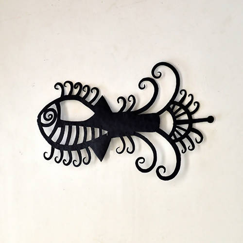 Wrought Iron Tribal Artistic Abstract Fish - Wall Decor - 1