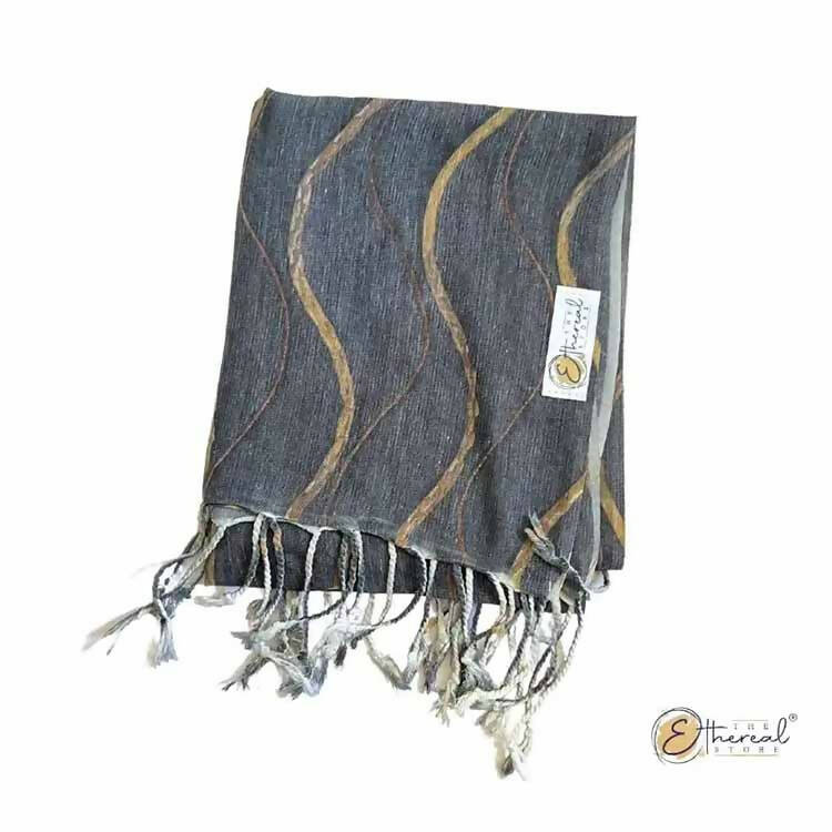Grey Wavy Pattern Printed Stole - Lifestyle Accessories - 1