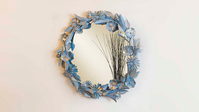 Blue Floral Wall Mirror - Decor & Living - 2