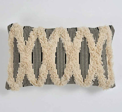 Cotton Tufted Black White Lines Cushion Cover - Decor & Living - 5
