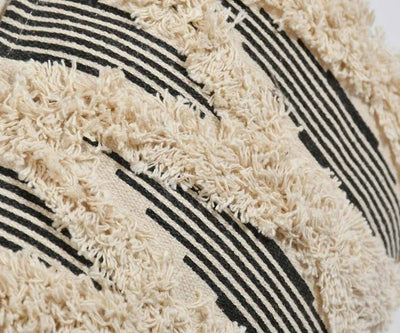 Cotton Tufted Black White Lines Cushion Cover - Decor & Living - 6