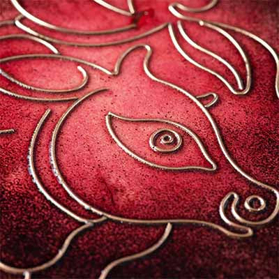 Copper Enamel Animal Series Red Cow 8" - Wall Decor - 2