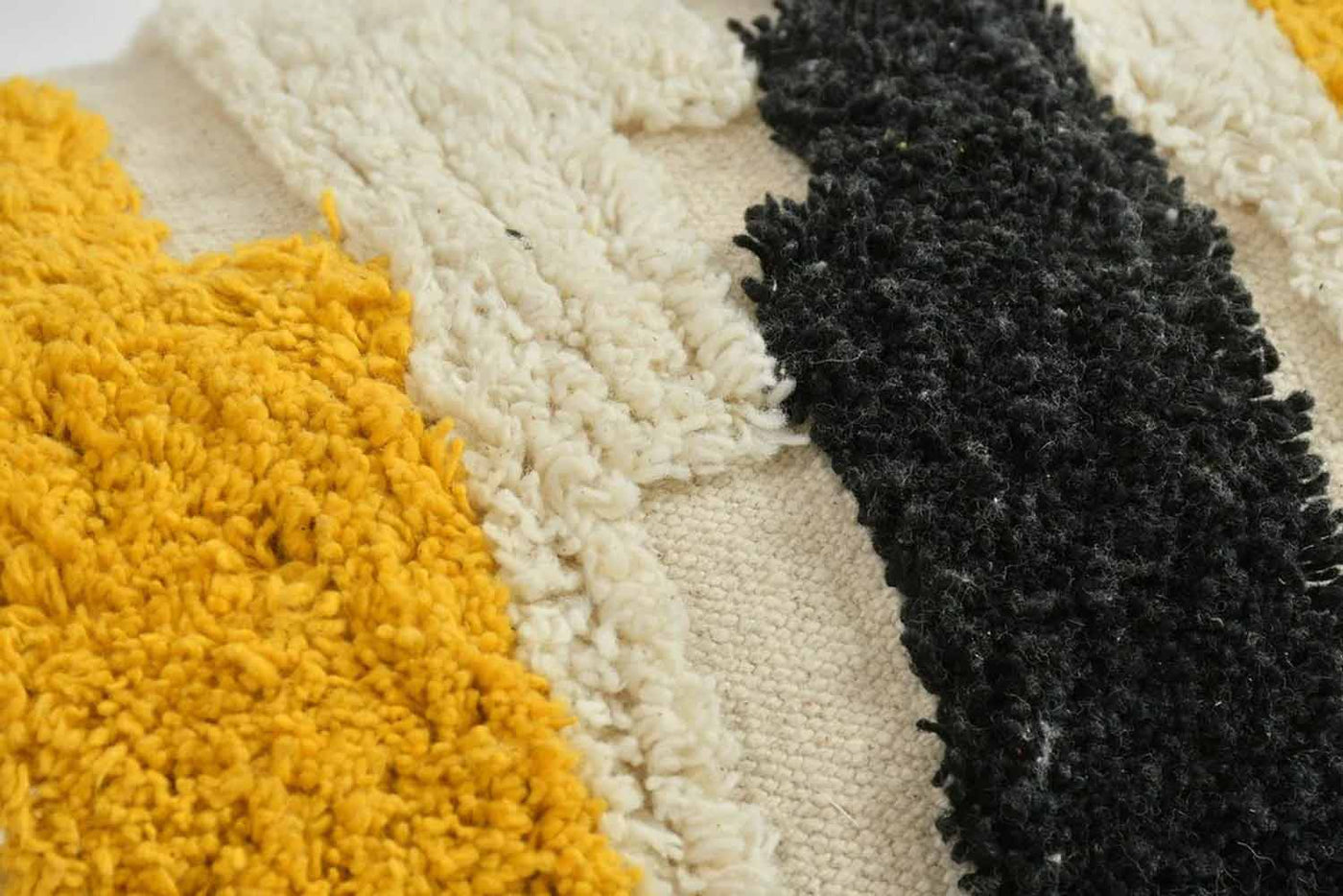 Abstract Designer Tufted Cushion Cover, Off White, Black, Yellow - Decor & Living - 7