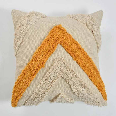 Tufted Cushion Cover Top Triangles, Yellow, Off-White - Decor & Living - 2