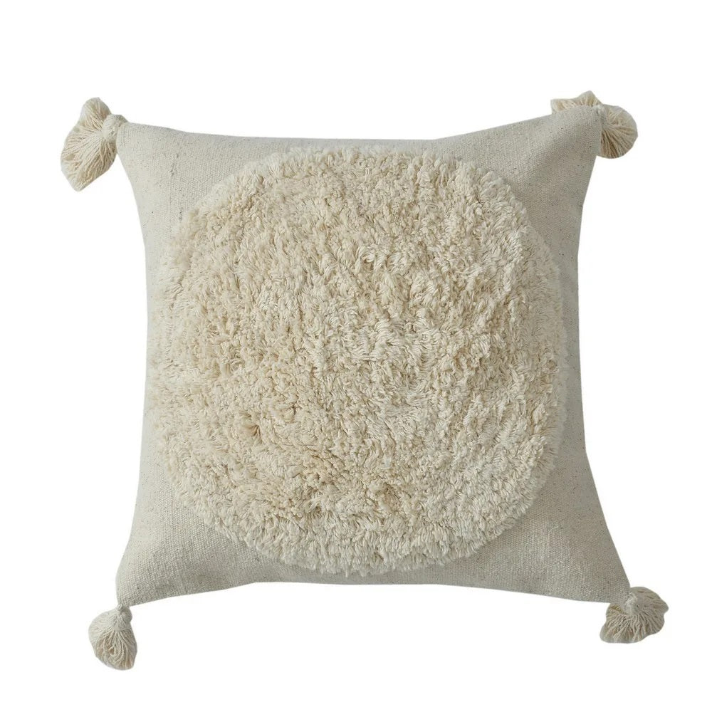 Tufted Cushion Cover Round Pattern, Off-White - Decor & Living - 2