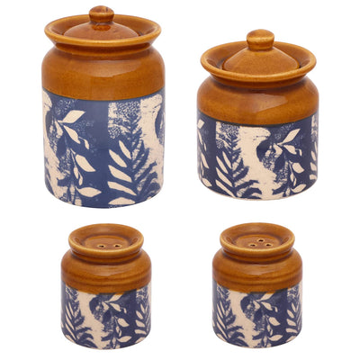 Ek Do Dhai Rustic Blue Burni Jar Set of 3 - Dining & Kitchen - 2