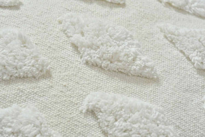 Small Diamonds Barfi Tufted Cushion Cover, White - Decor & Living - 2