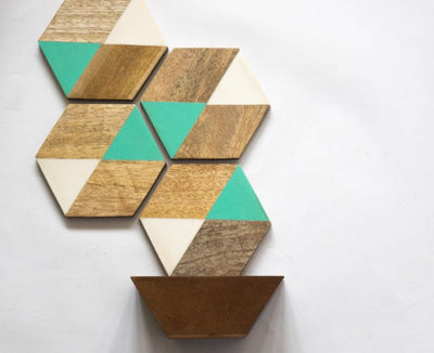 Wooden Coaster - Green Hexagon - Dining & Kitchen - 2