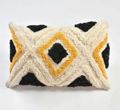 Cross Pattern Tri Color Cushion Cover Tufted - Decor & Living - 2