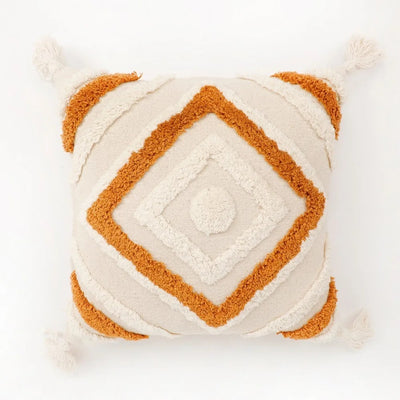 Tufted Cushion Cover Concentric Squares, Dual Color, Tassels - Decor & Living - 2
