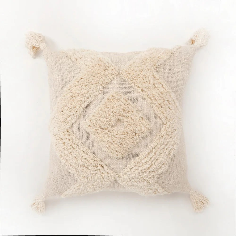Tufted Cushion Cover Dual Zig Zag, Diamonds, Tassels - Decor & Living - 4