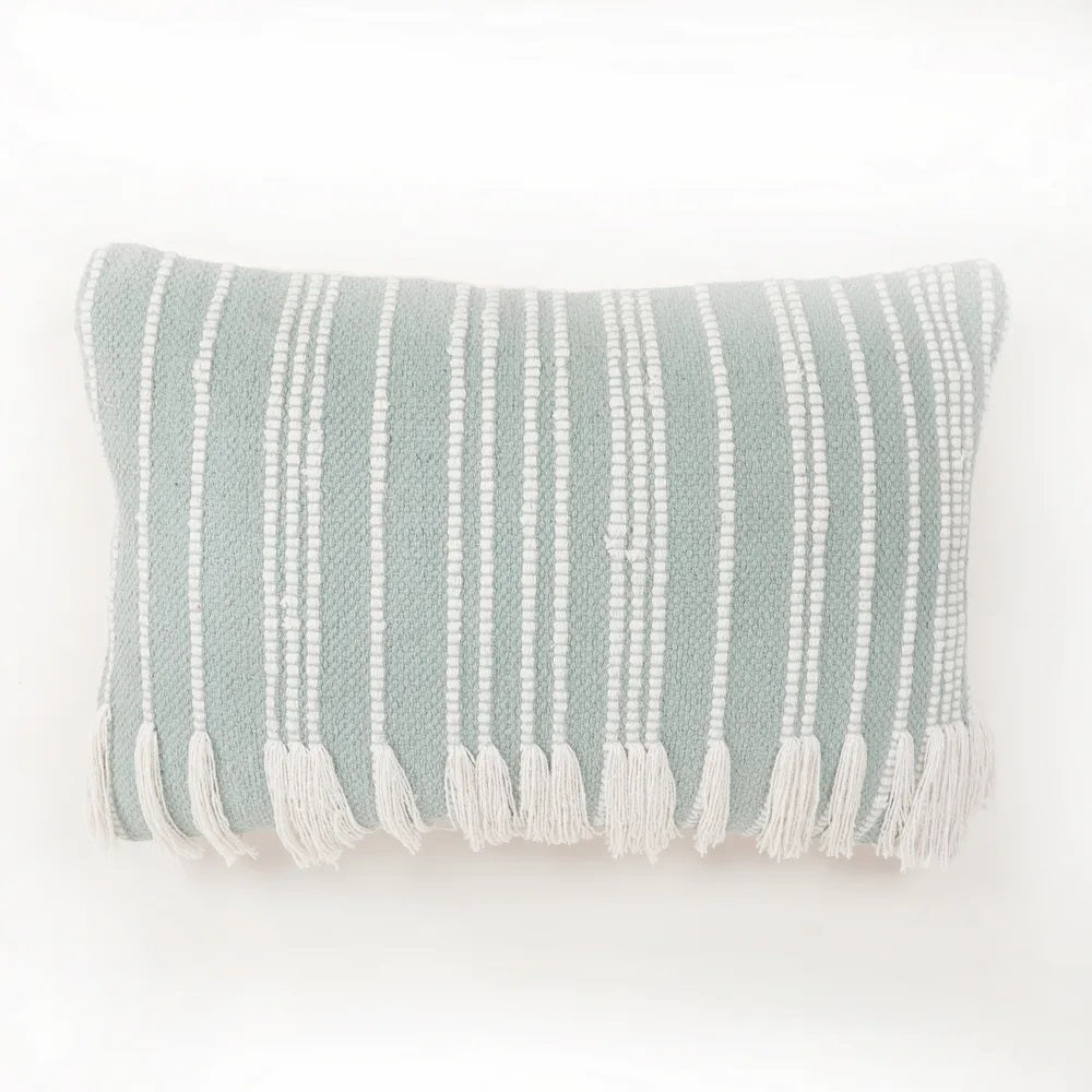 Cotton Cushion Cover Vertical Lines, Fringes - Decor & Living - 4