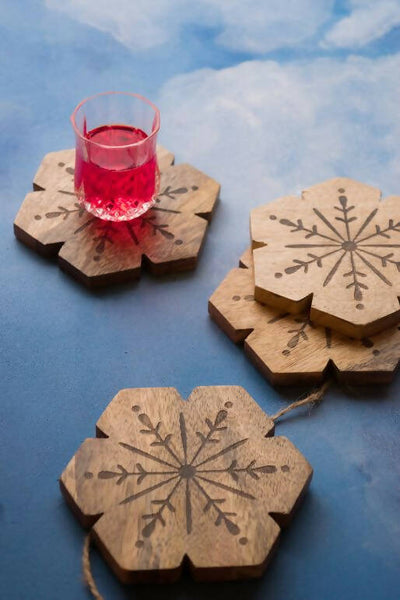 Wooden Coasters - Flower Carved - Dining & Kitchen - 1