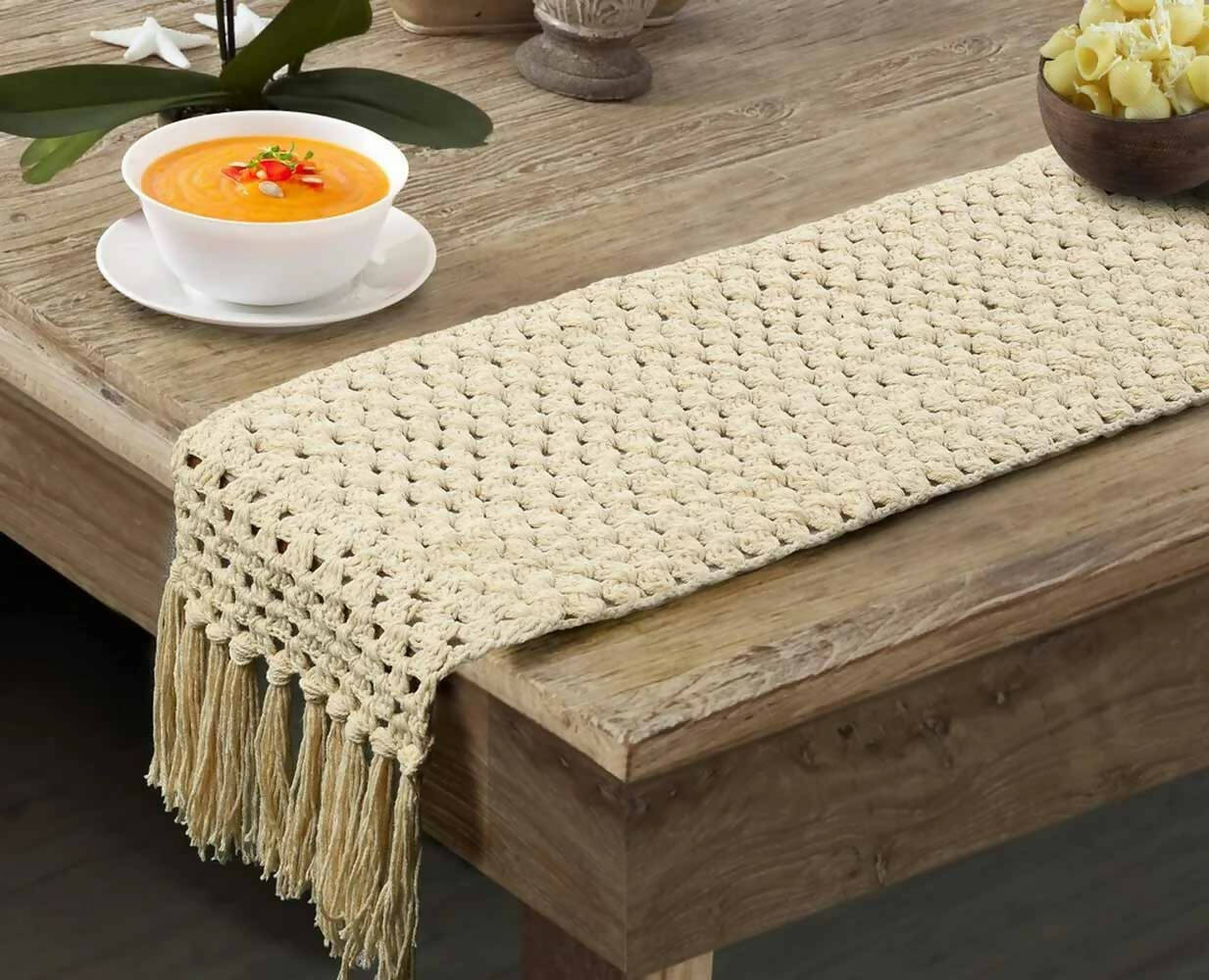 Cotton Table Runner Crochet Lace - Dining & Kitchen - 1