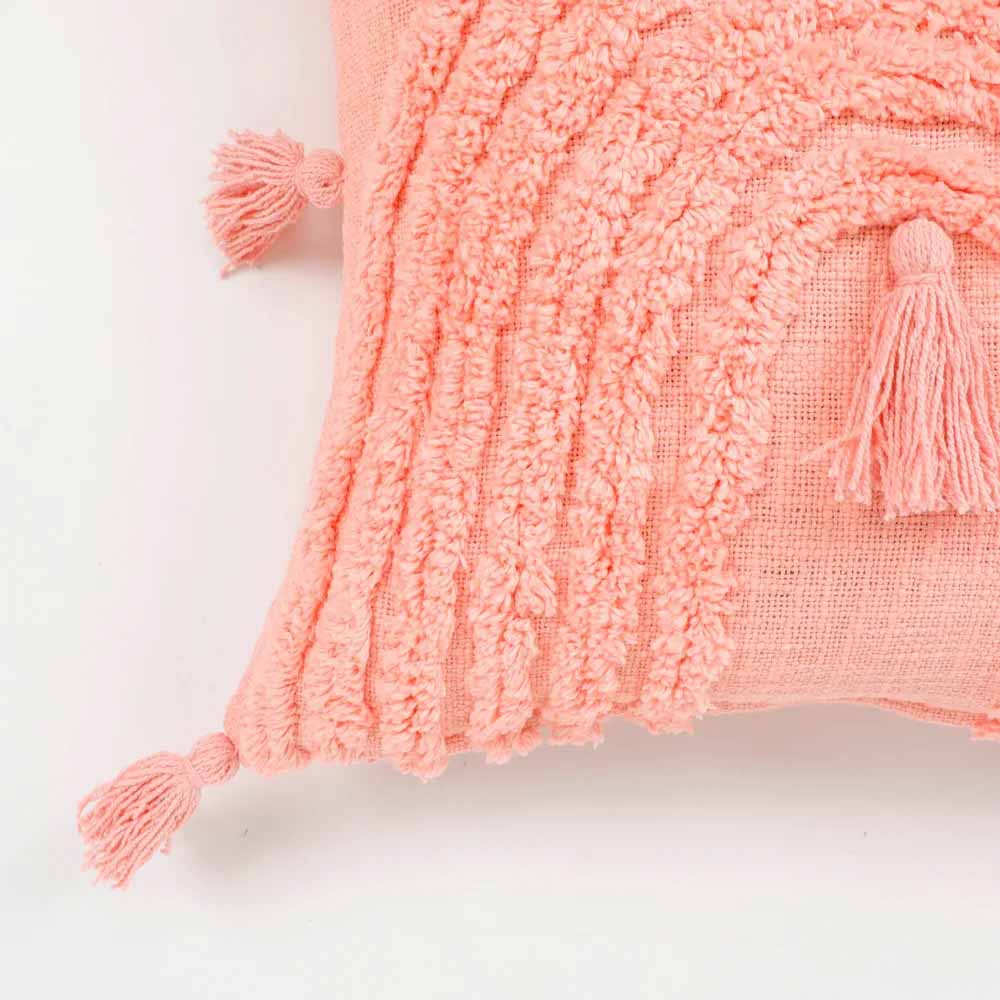 Tufted Cushion Cover Rainbow Shape, Tassels, Pink - Decor & Living - 3