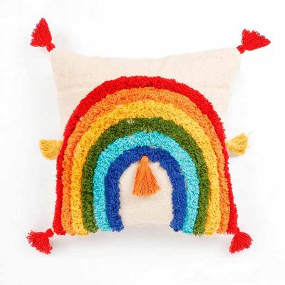 Tufted Cushion Cover, Rainbow U, Tassels - Decor & Living - 4