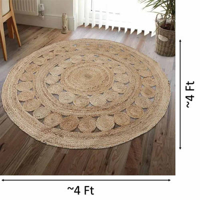 Jute Round Floor Mat, Small Circles - Decor & Living - 3