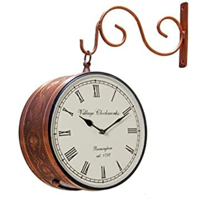 Copper Brass Analog Railway Clock - Wall Decor - 2