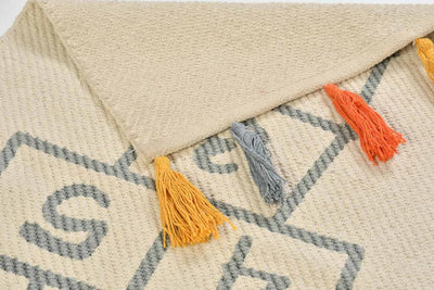 Cotton Dhurrie Stapu Print with Tassels - Colorful Tassels - Decor & Living - 4