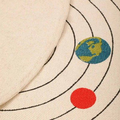 Printed Cotton Round Kids Mat, Space - Decor & Living - 5