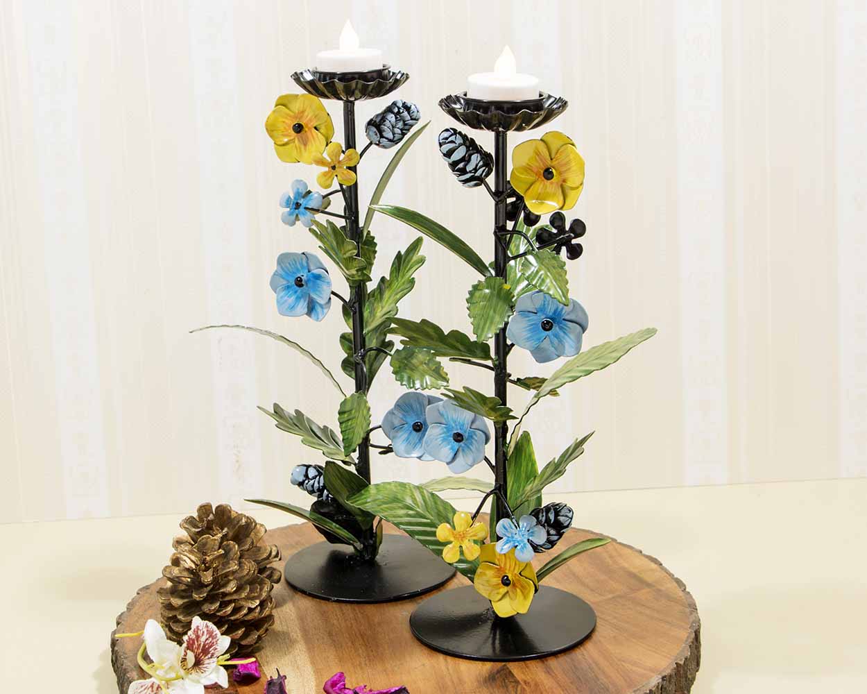 Floral Green Candle Stand - Decor & Living - 2