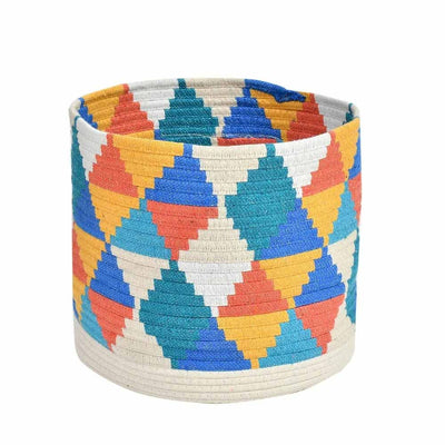 Poly Jute Multicolor Triangle Round Basket - Storage & Utilities - 2