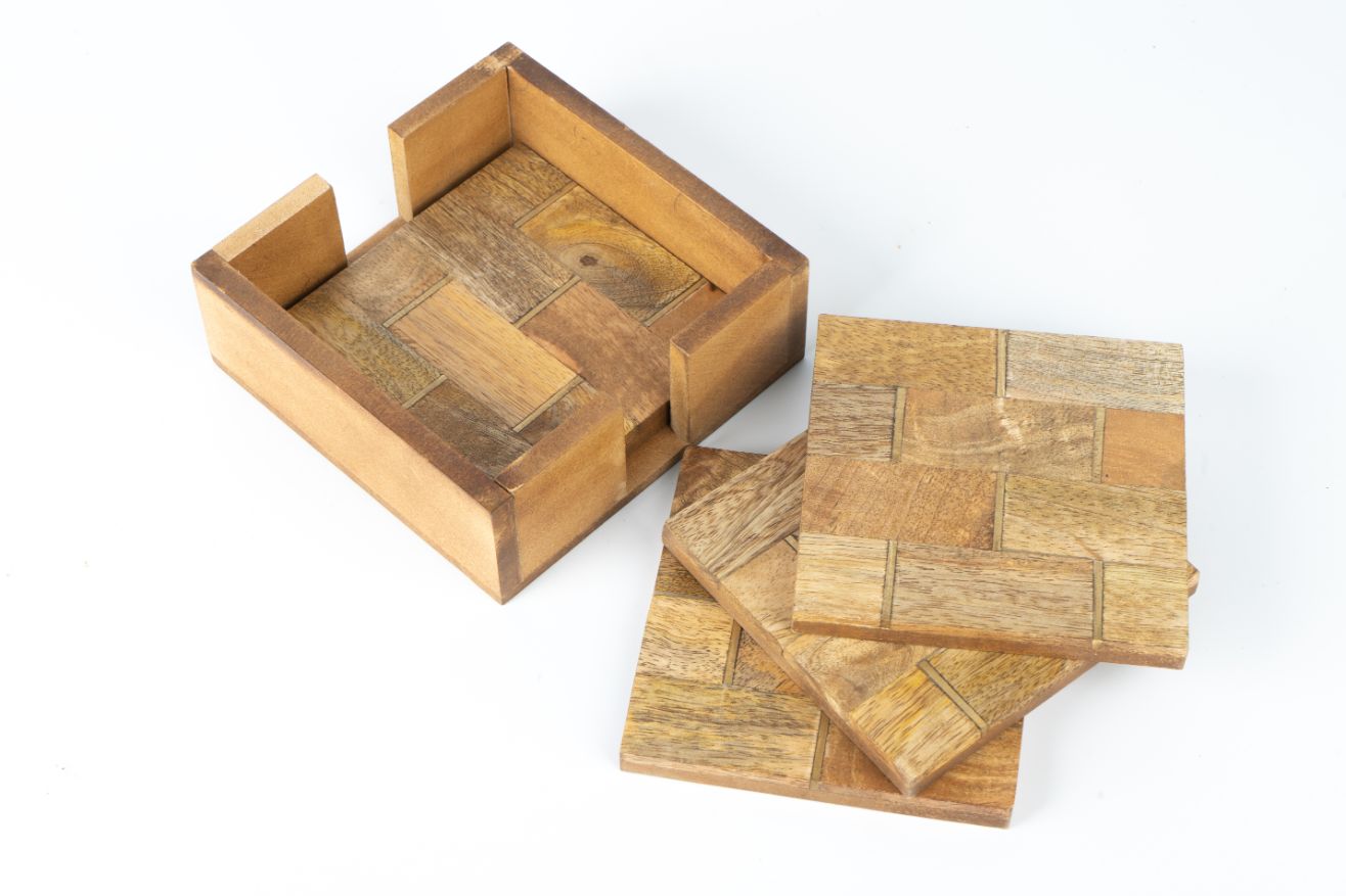 Coasters Wooden with Brass Inlay - Dining & Kitchen - 4