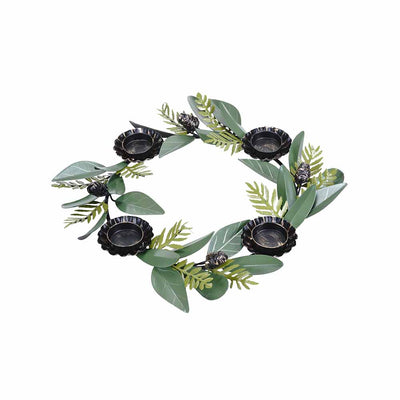 Floral Green Wreath Candle Holder - Decor & Living - 3